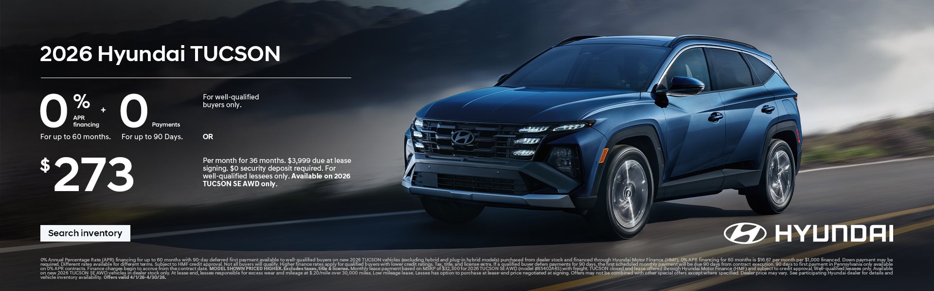 2026 Hyundai Tucson APR or Lease Offer